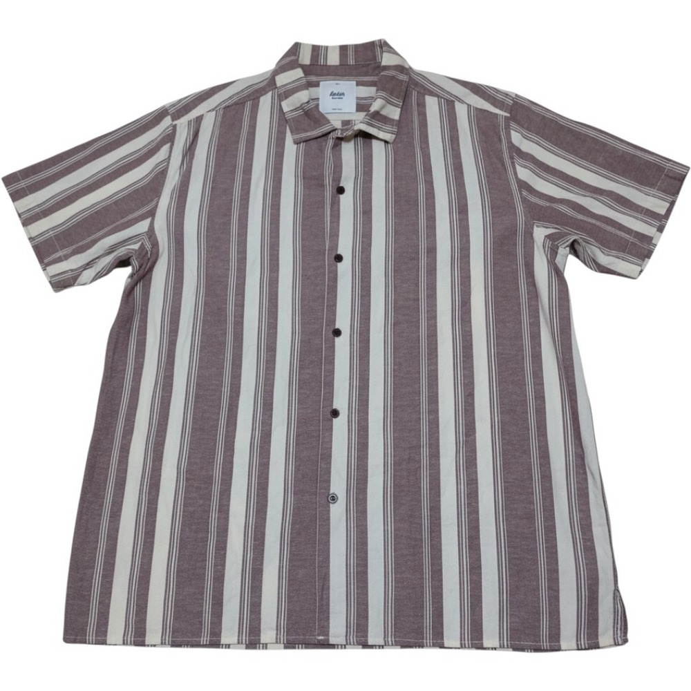 Katin Mens M Cedar Stripe Cotton Linen Camp Shirt Coastal Surf Resort
